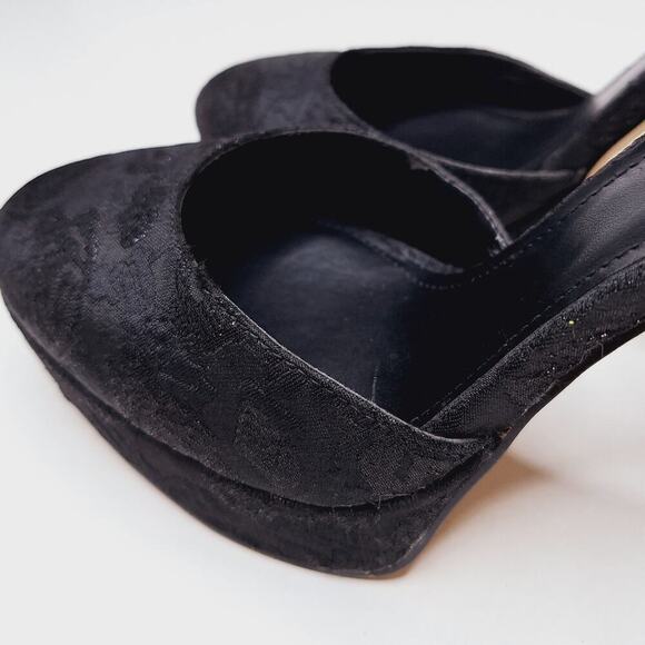 WHBM Jacquard Platform High Heels Ankle Strap Katrina Goth Whimsygoth 8 Black - Picture 3 of 15